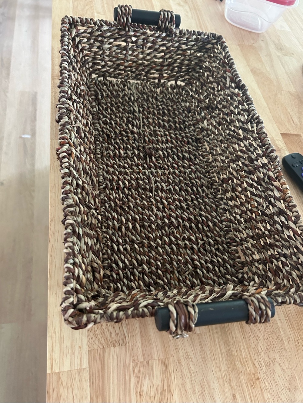 Woven Tray in Mixed Brown Tones